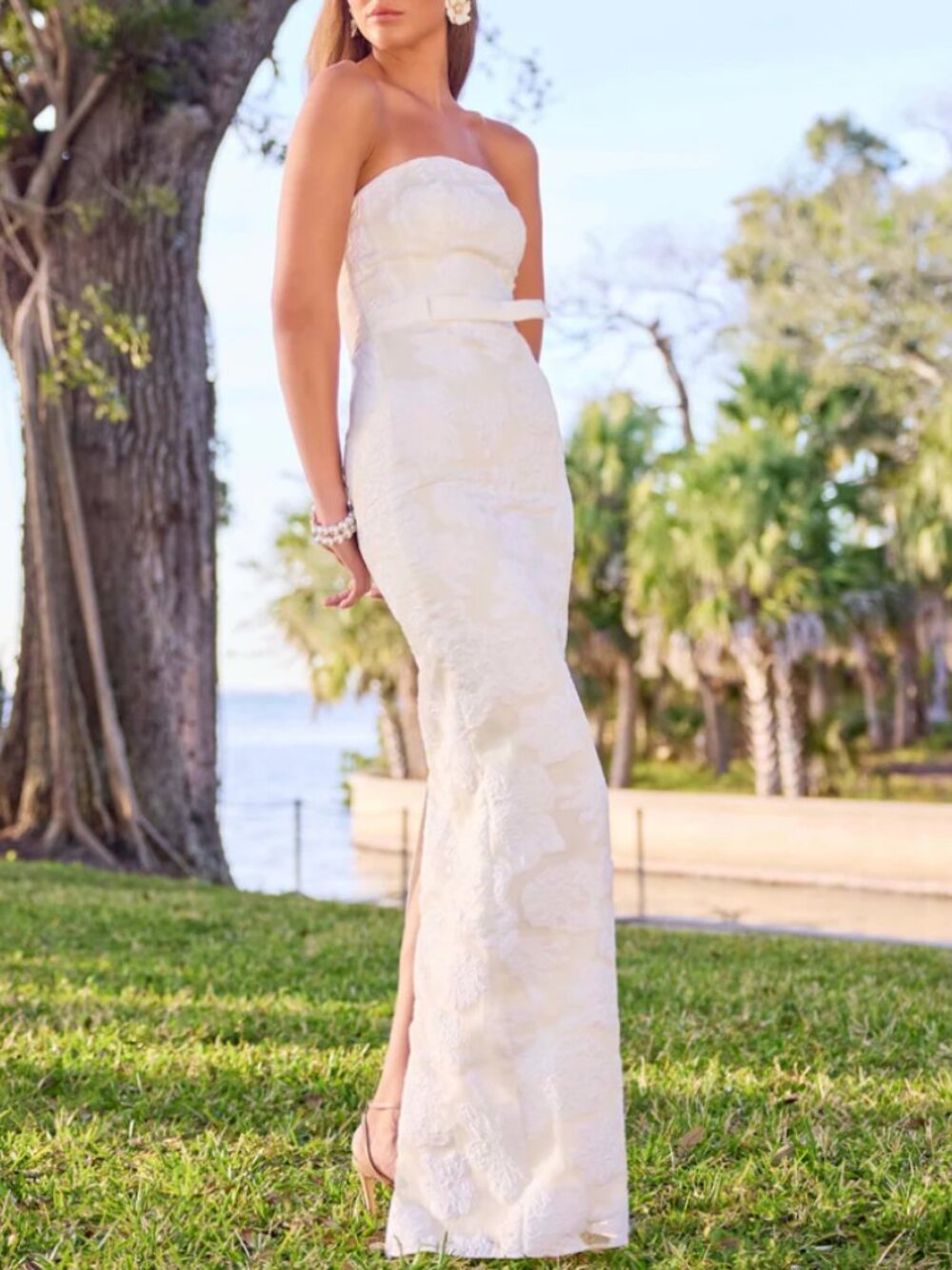 NWT Dress the Population Colleen Strapless Lace Long Dress Gown